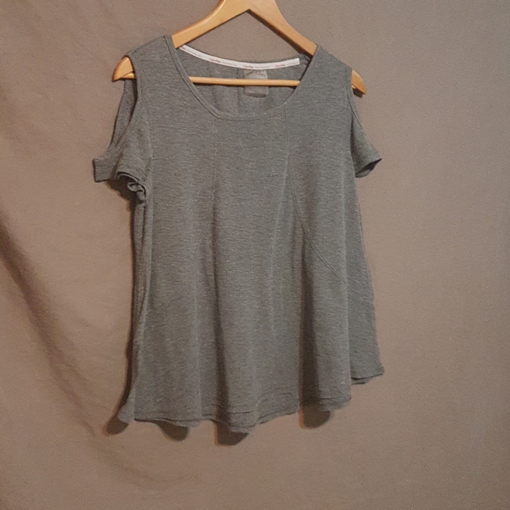 Calvin Klein performance gray cold shoulder top